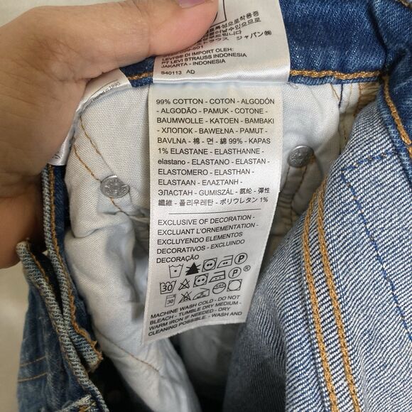 Levi's 501 Original Fit Jeans Womens Size W26 L28 Chewed Hem Blue Distressed - Picture 11 of 15